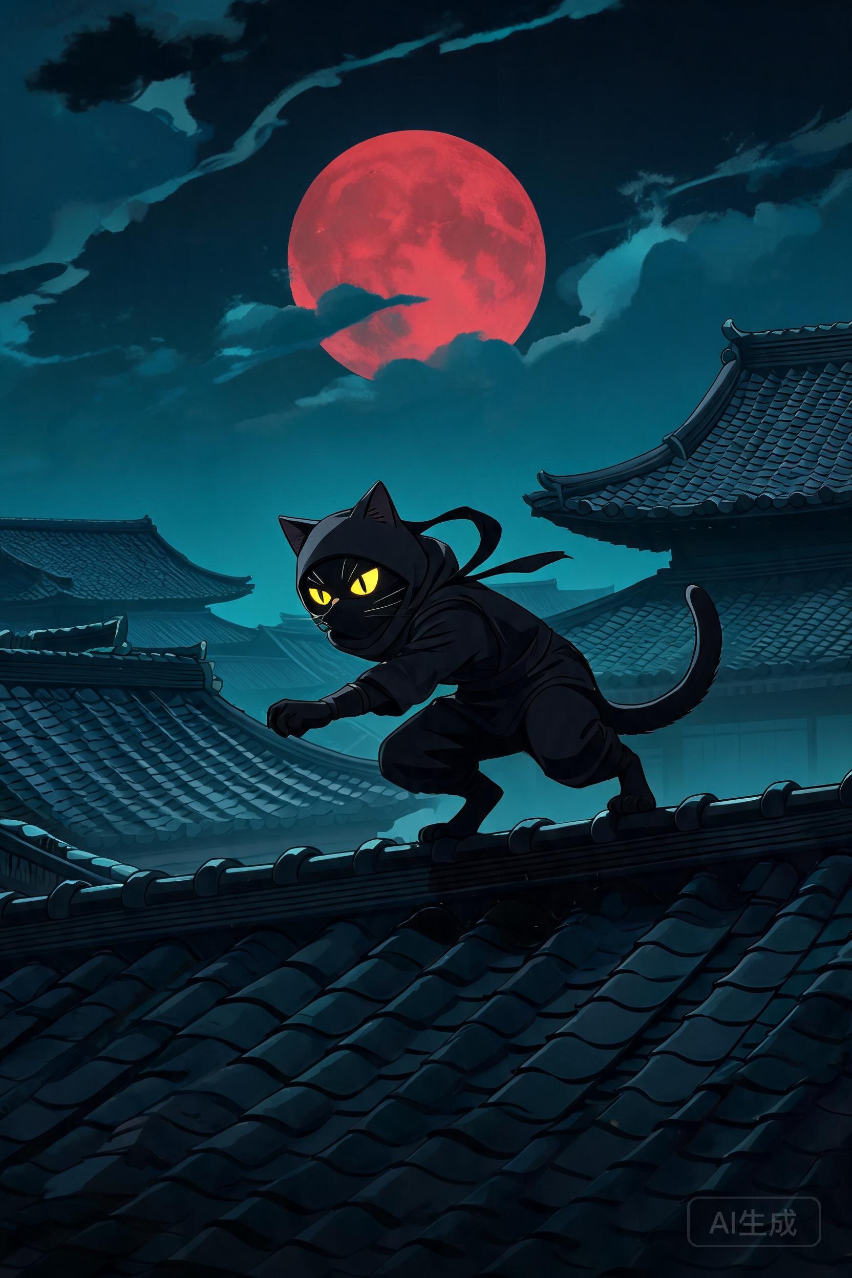 月影忍猫 猫咪动画海报 - 网飞猫